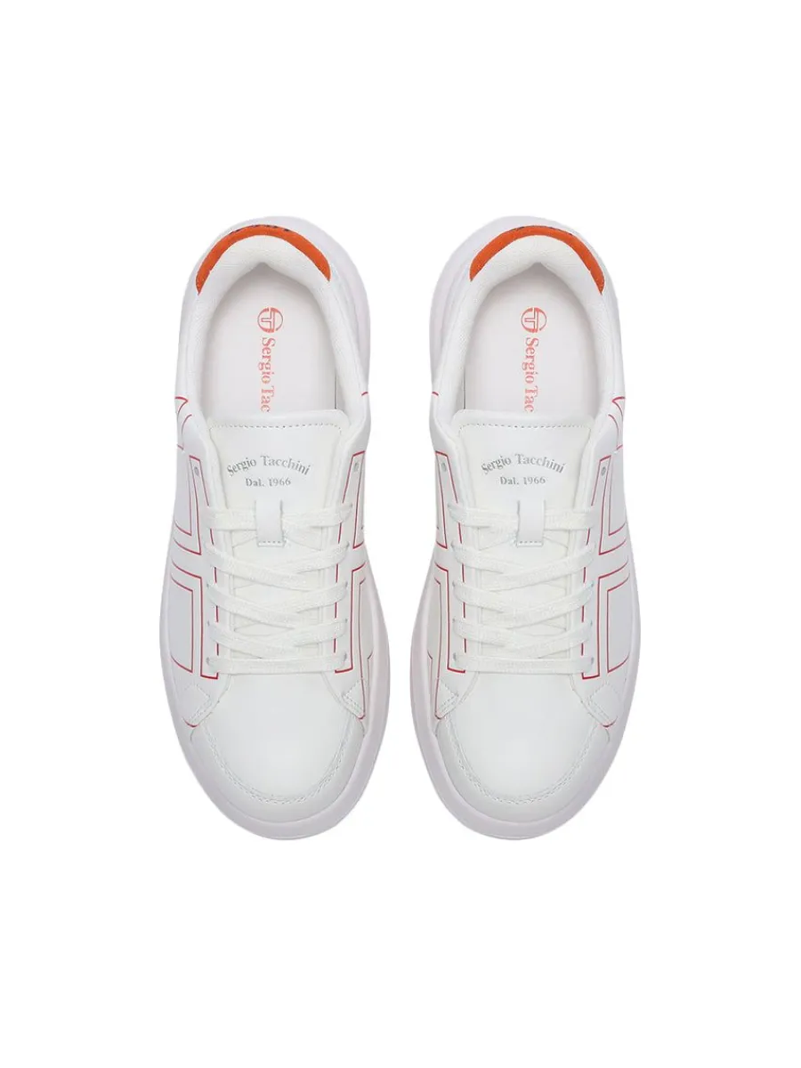 Sergio Tacchini 1966 Court Sneaker- White/ Adrenaline Rush Hot