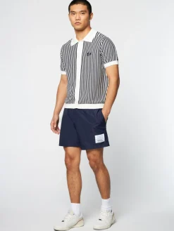 Sergio Tacchini Abramo Knit Polo- Pearled Ivory/ Maritime Blue New