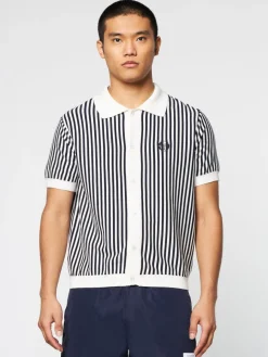 Sergio Tacchini Abramo Knit Polo- Pearled Ivory/ Maritime Blue Online