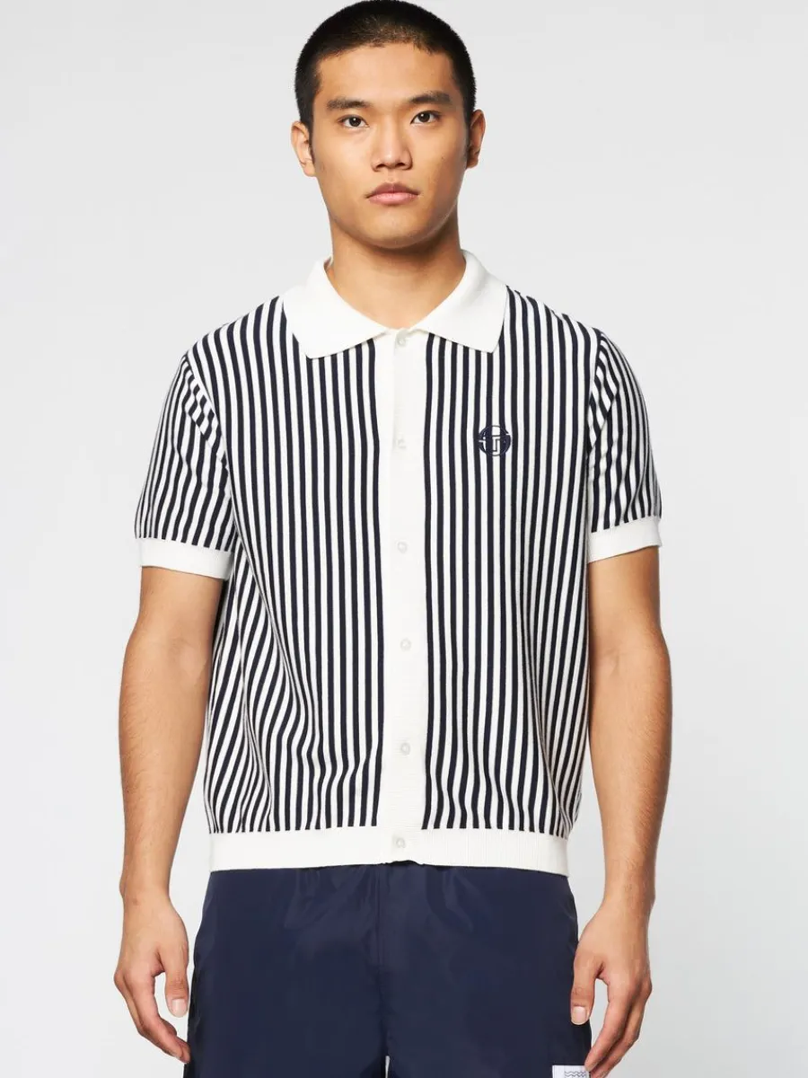 Sergio Tacchini Abramo Knit Polo- Pearled Ivory/ Maritime Blue Online