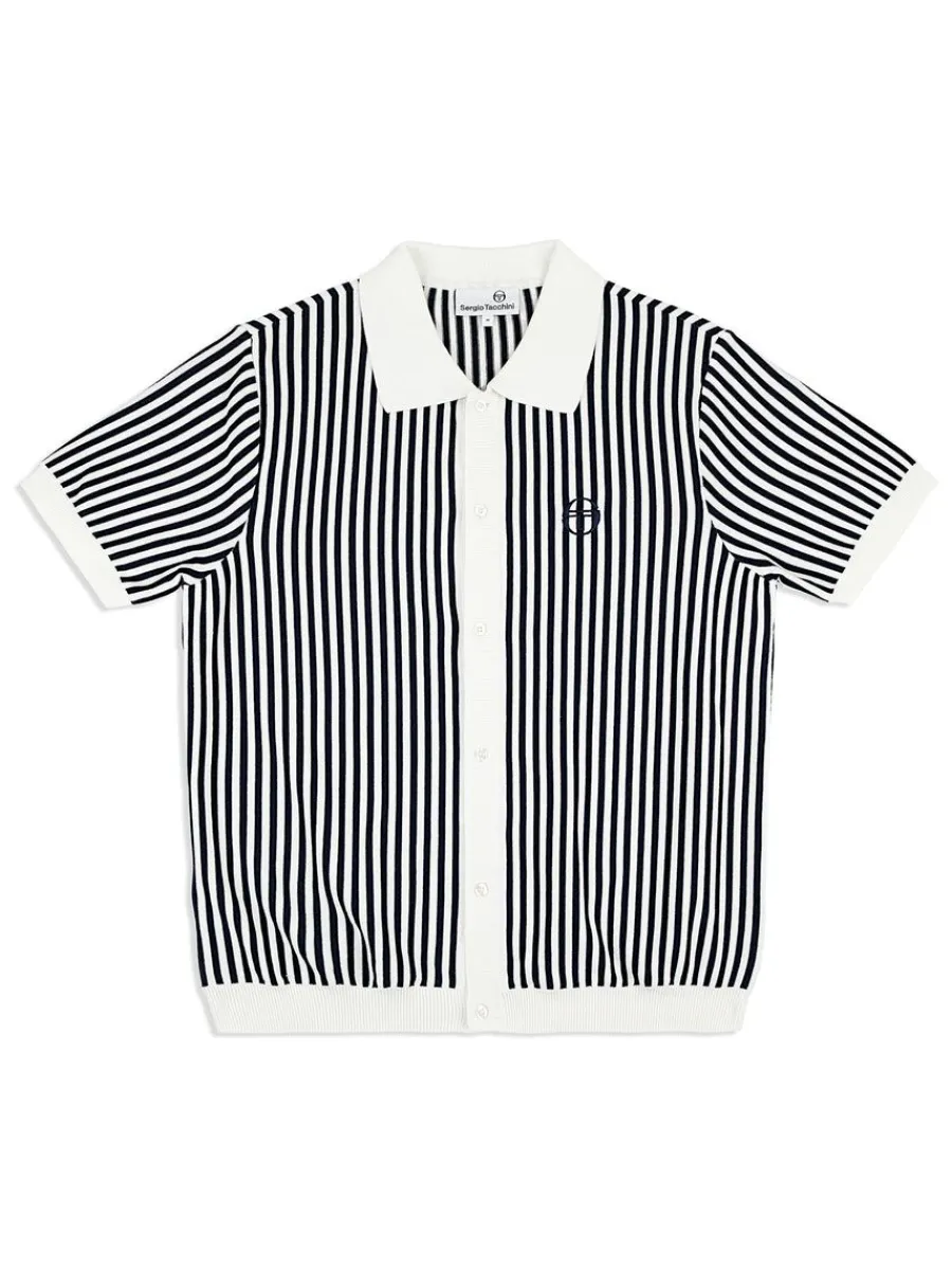 Sergio Tacchini Abramo Knit Polo- Pearled Ivory/ Maritime Blue Hot