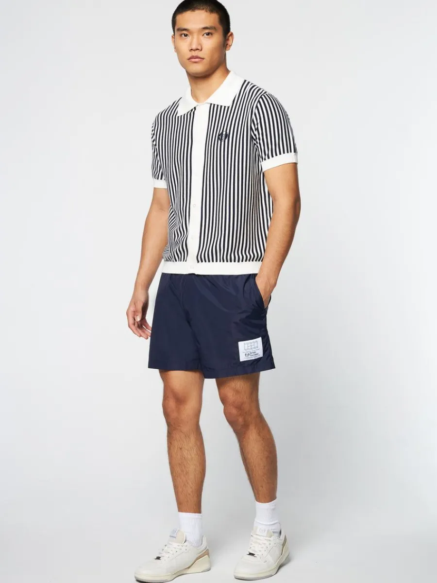 Sergio Tacchini Abramo Knit Polo- Pearled Ivory/ Maritime Blue Hot