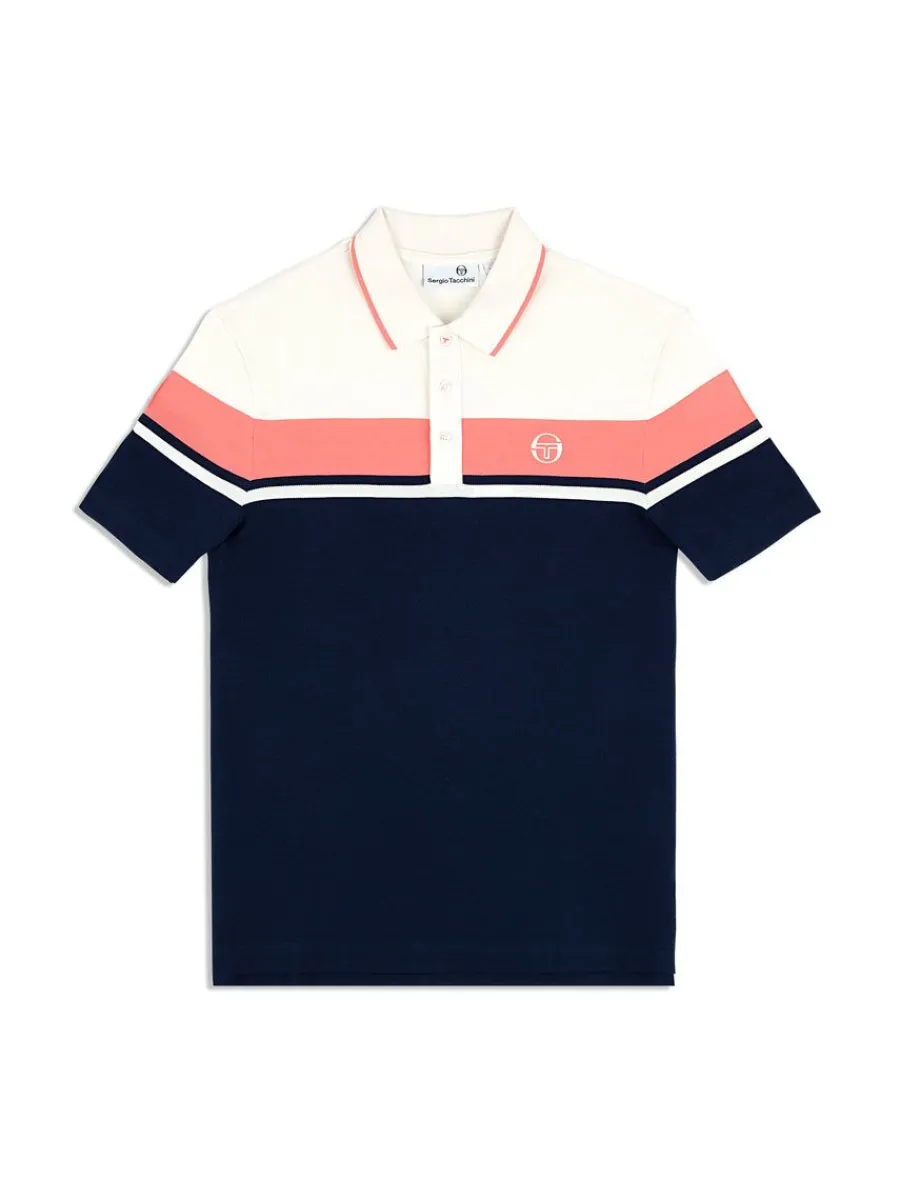 Sergio Tacchini Damarindo Polo Archivio- Gardenia/ Maritime Blue Clearance