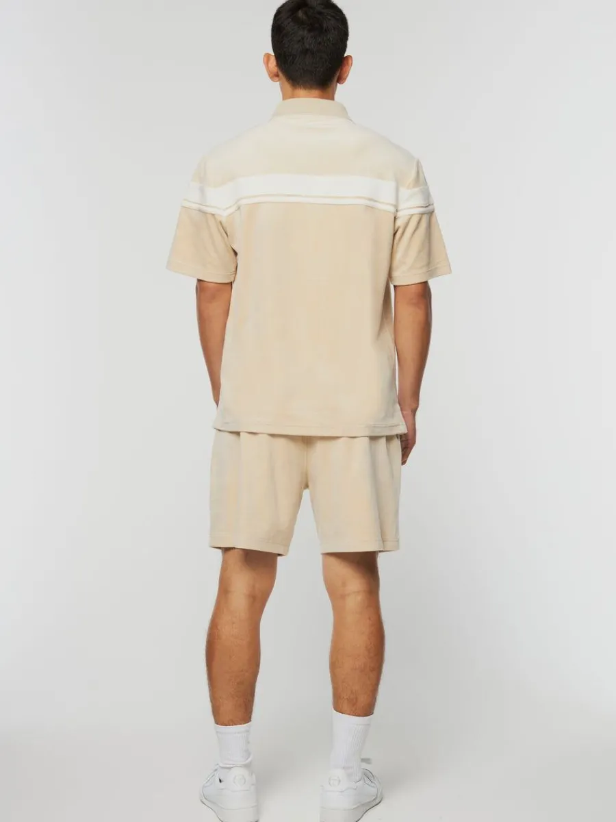 Sergio Tacchini Damarindo Velour Polo-Cement/ Gardenia