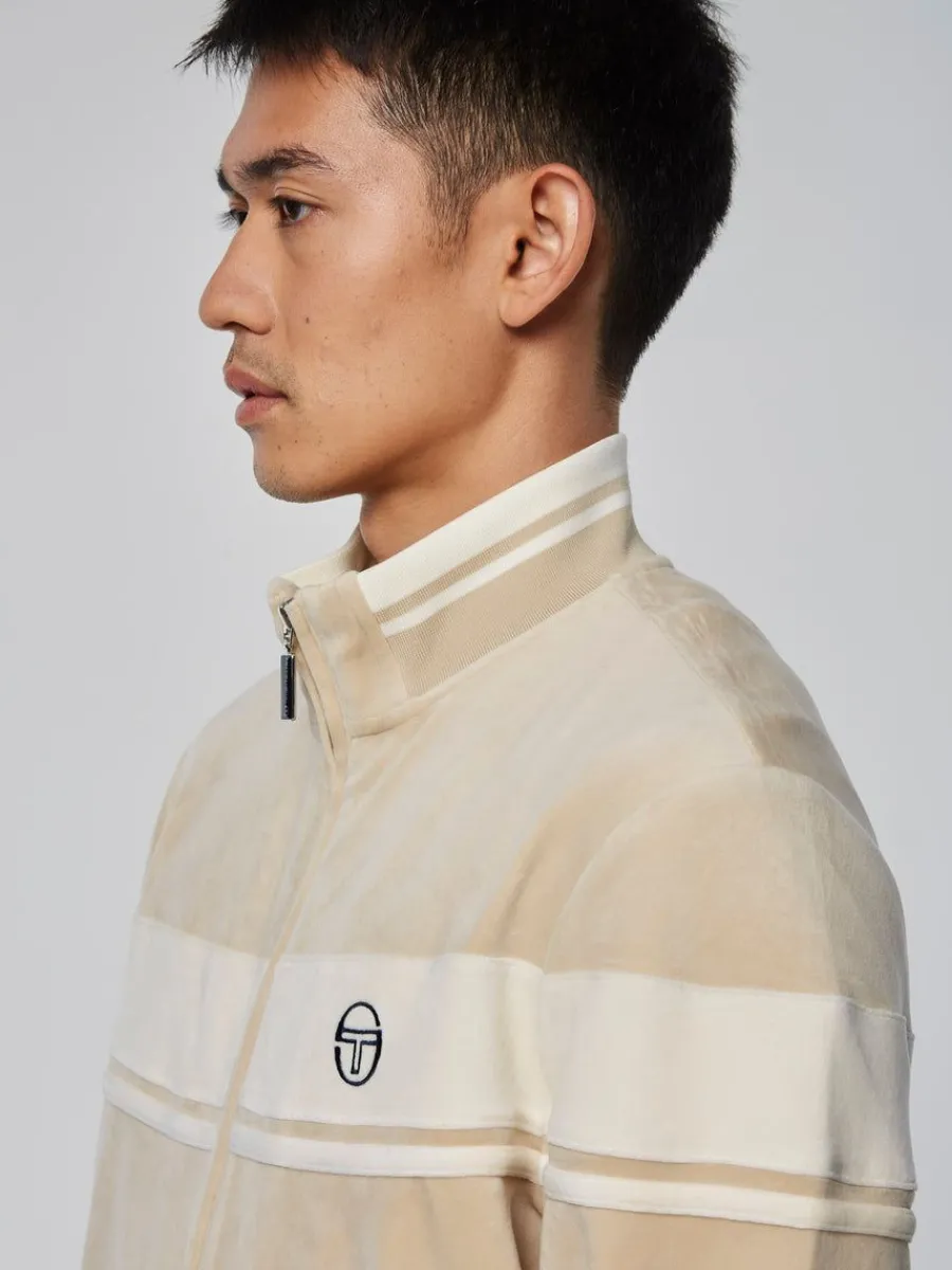 Sergio Tacchini Damarindo Velour Track Jacket- Cement/ Gardenia Hot