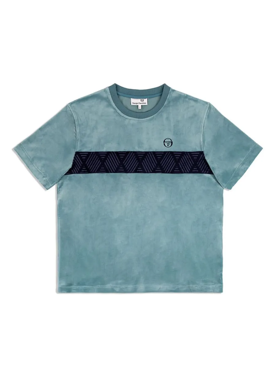 Sergio Tacchini Debossed Damarindo Velour T-Shirt- Larkspur Discount