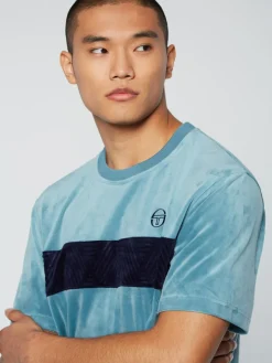 Sergio Tacchini Debossed Damarindo Velour T-Shirt- Larkspur Discount