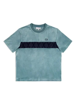 Sergio Tacchini Debossed Damarindo Velour T-Shirt- Larkspur Clearance