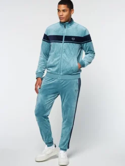 Sergio Tacchini Debossed Damarindo Velour Track Jacket- Larkspur Outlet