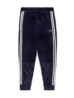 Sergio Tacchini Debossed Damarindo Velour Track Pant- Maritime Blue Outlet