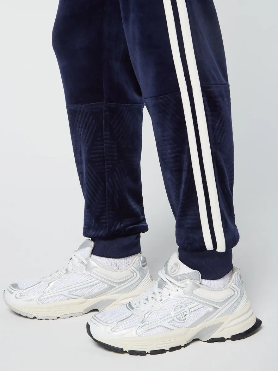 Sergio Tacchini Debossed Damarindo Velour Track Pant- Maritime Blue Outlet