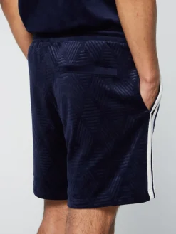 Sergio Tacchini Debossed Damarindo Velour Short- Maritime Blue Discount