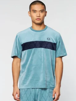Sergio Tacchini Debossed Damarindo Velour T-Shirt- Larkspur New