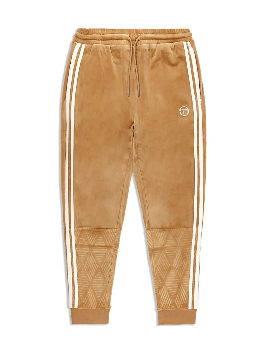 Sergio Tacchini Debossed Damarindo Velour Track Pant- Meerkat New