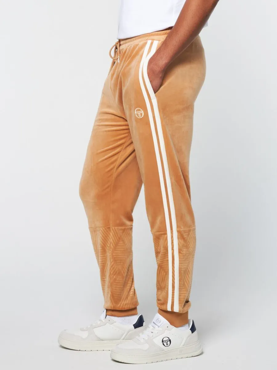Sergio Tacchini Debossed Damarindo Velour Track Pant- Meerkat New