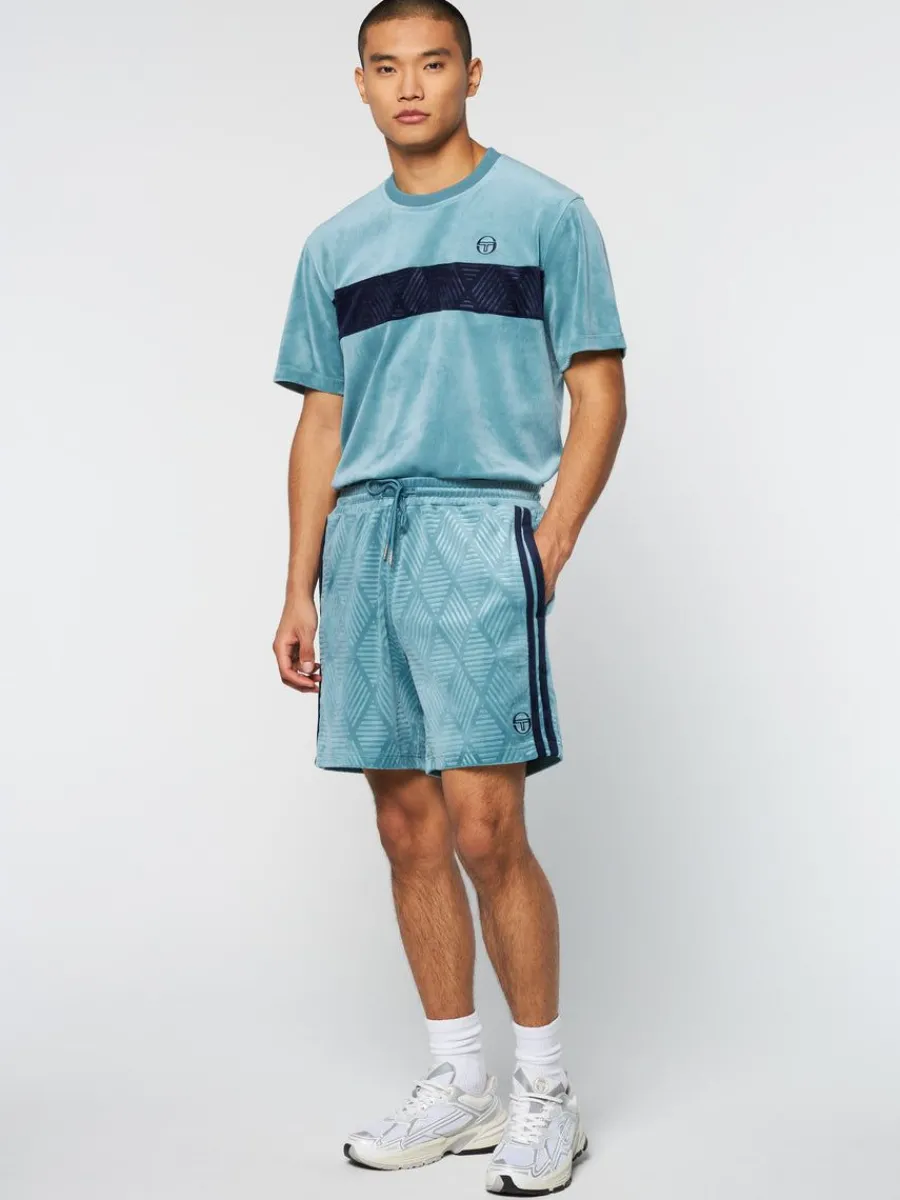 Sergio Tacchini Debossed Damarindo Velour Short- Larkspur Outlet