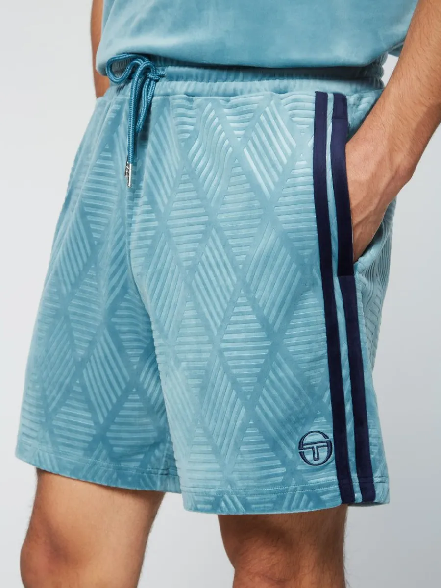 Sergio Tacchini Debossed Damarindo Velour Short- Larkspur Outlet