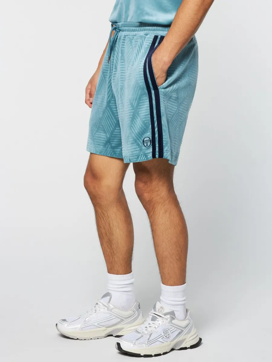 Sergio Tacchini Debossed Damarindo Velour Short- Larkspur Sale
