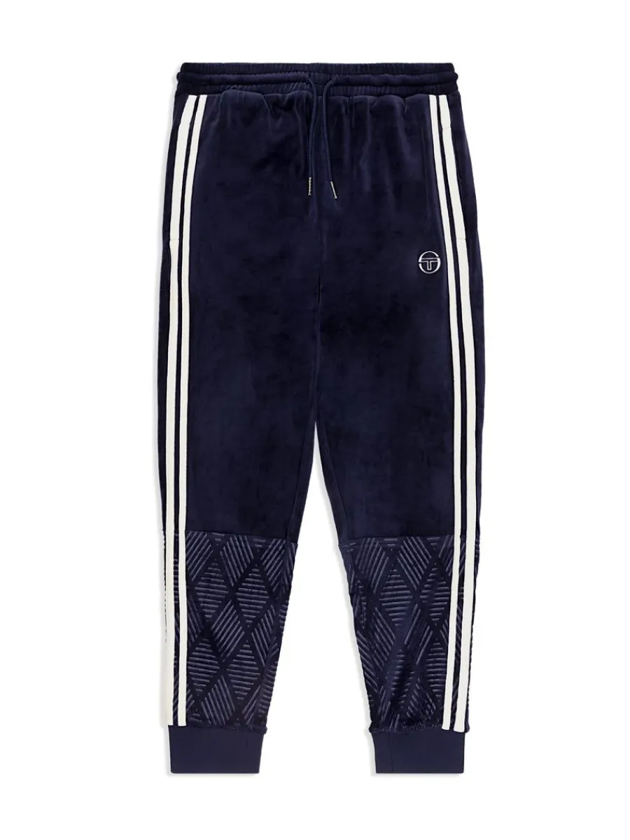 Sergio Tacchini Debossed Damarindo Velour Track Pant- Maritime Blue Hot