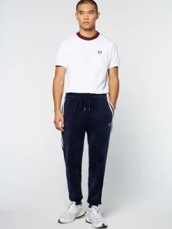 Sergio Tacchini Debossed Damarindo Velour Track Pant- Maritime Blue Hot