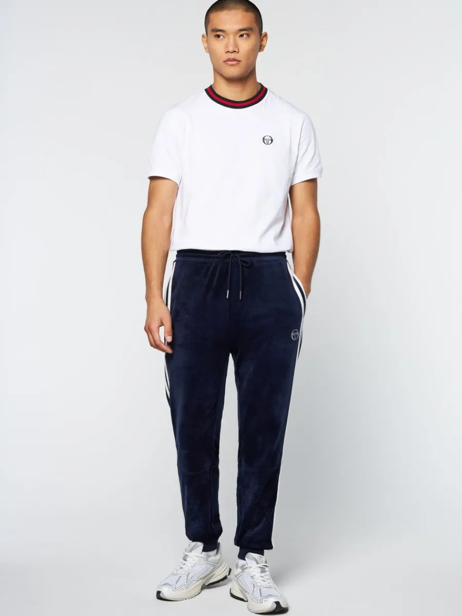 Sergio Tacchini Debossed Damarindo Velour Track Pant- Maritime Blue Hot