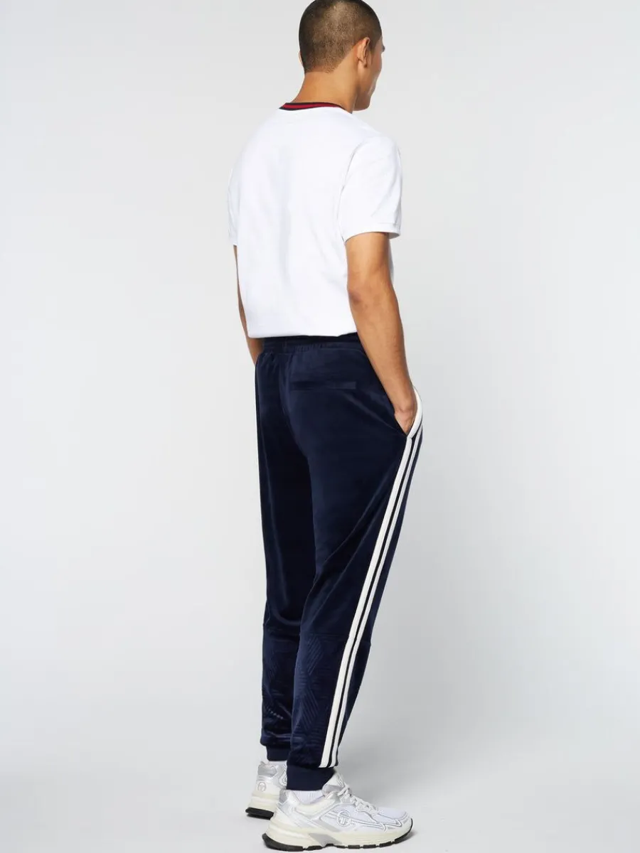 Sergio Tacchini Debossed Damarindo Velour Track Pant- Maritime Blue Hot