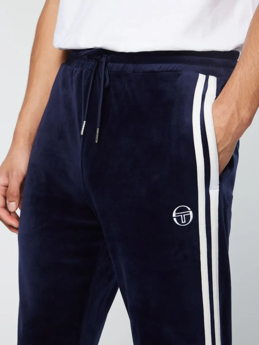 Sergio Tacchini Debossed Damarindo Velour Track Pant- Maritime Blue Hot
