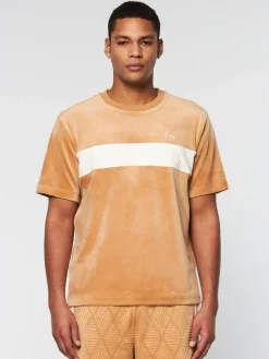 Sergio Tacchini Debossed Damarindo Velour T-Shirt- Meerkat Hot