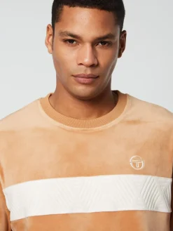 Sergio Tacchini Debossed Damarindo Velour T-Shirt- Meerkat Hot