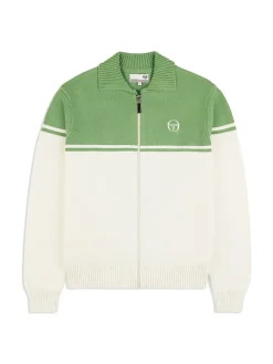 Sergio Tacchini Donato Knit Track Jacket- Gardenia/ Jade Green Clearance