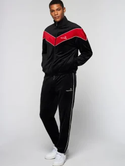 Sergio Tacchini Gallone Velour Track Jacket- Black Beauty Outlet