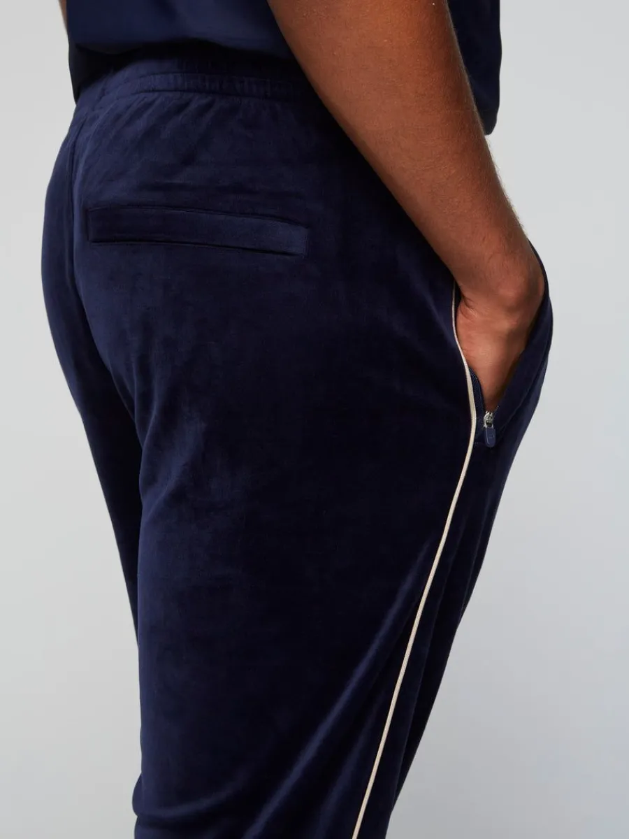Sergio Tacchini Gallone Velour Track Pant- Maritime Blue Discount
