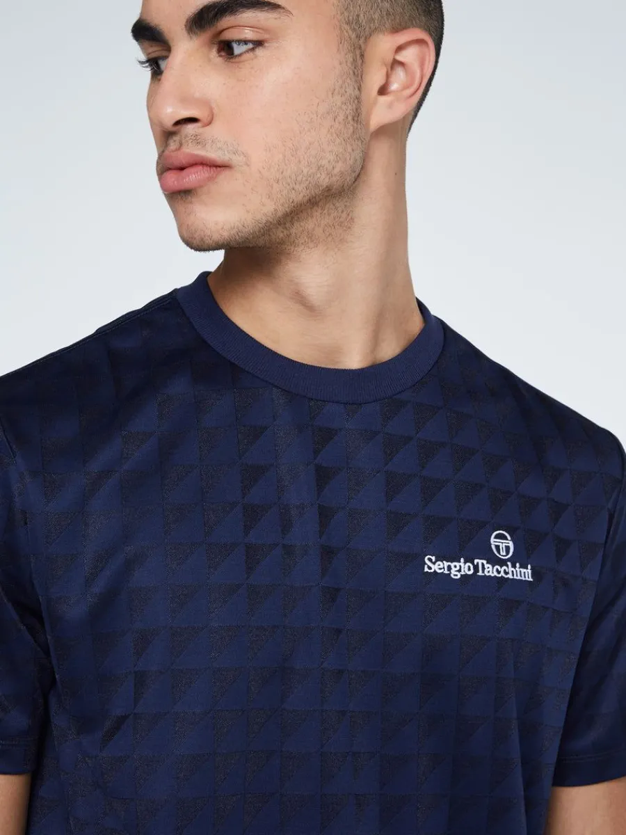 Sergio Tacchini Geo T-Shirt-Maritime Blue Clearance