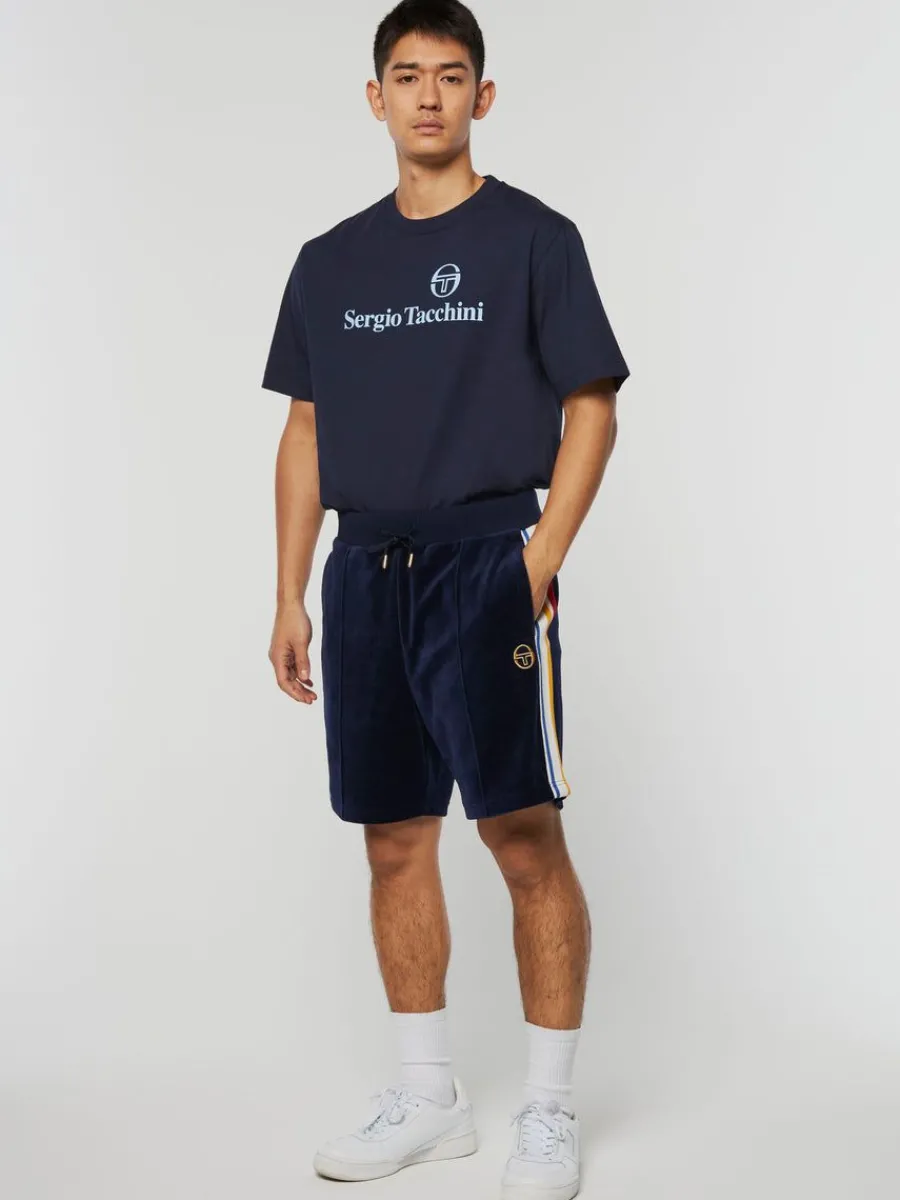 Sergio Tacchini Goran Velour Track Short Archivio- Maritime Blue Hot