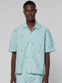 Sergio Tacchini Granda Camp Shirt- Deep Mint Sale