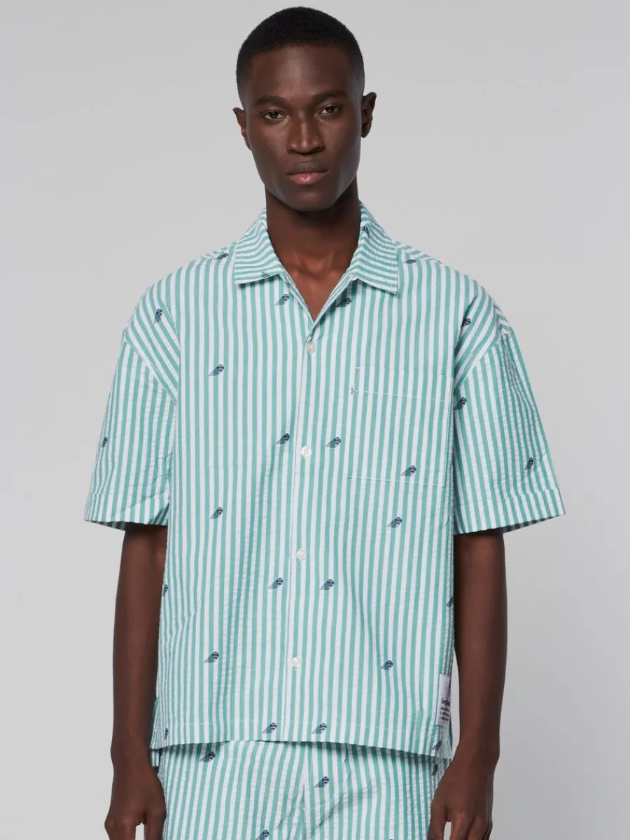Sergio Tacchini Granda Camp Shirt- Deep Mint Sale