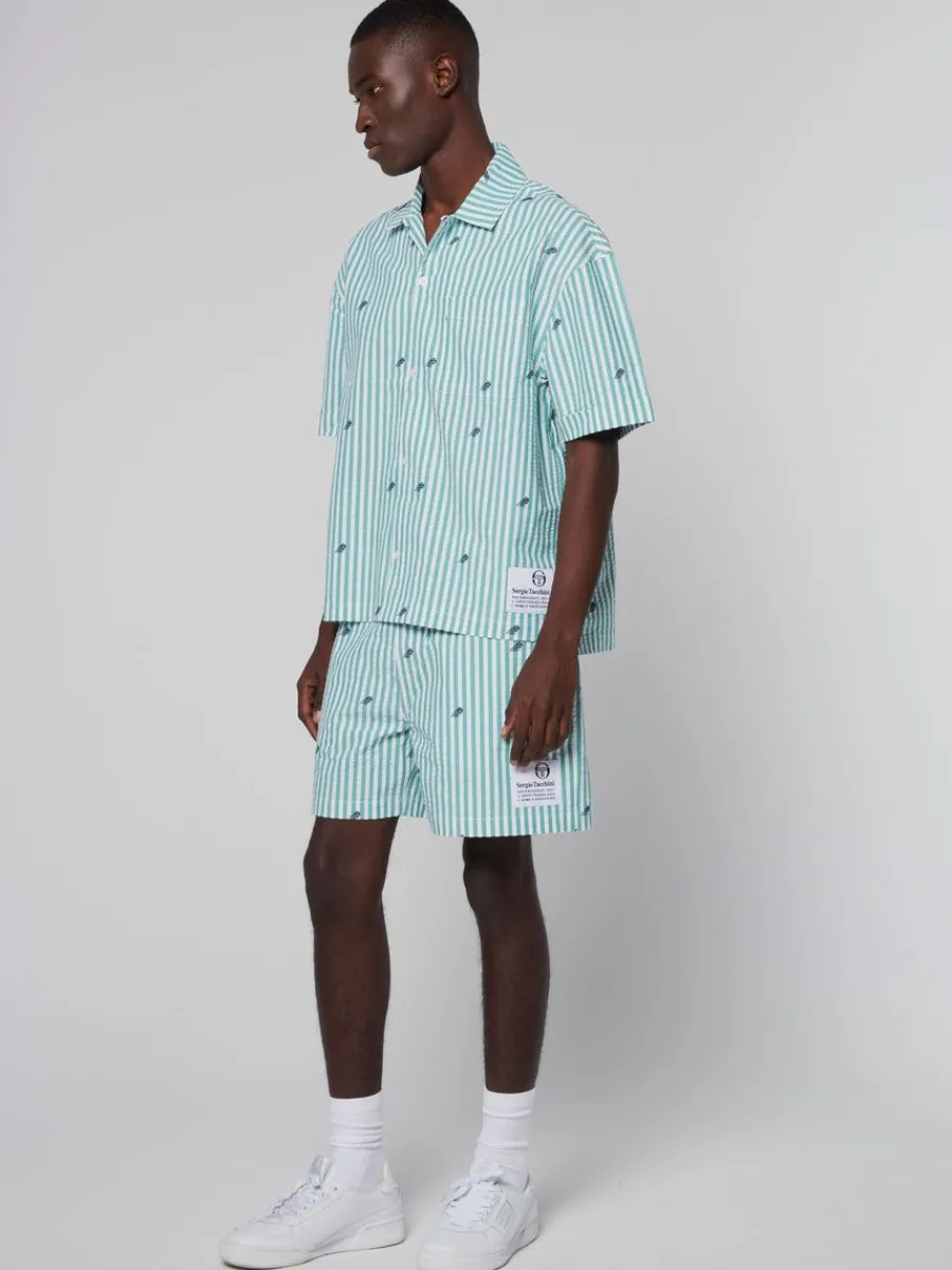 Sergio Tacchini Granda Camp Shirt- Deep Mint Sale