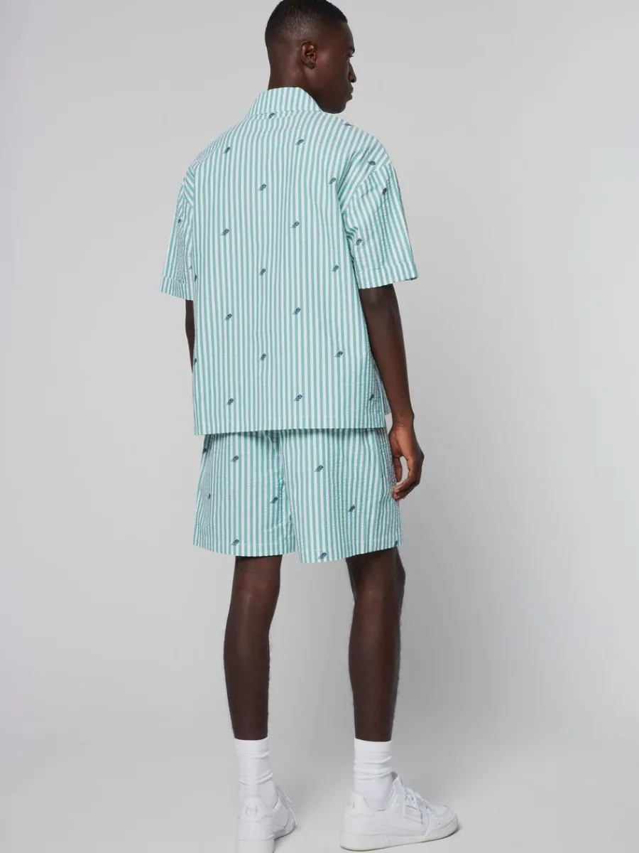 Sergio Tacchini Granda Camp Shirt- Deep Mint Sale