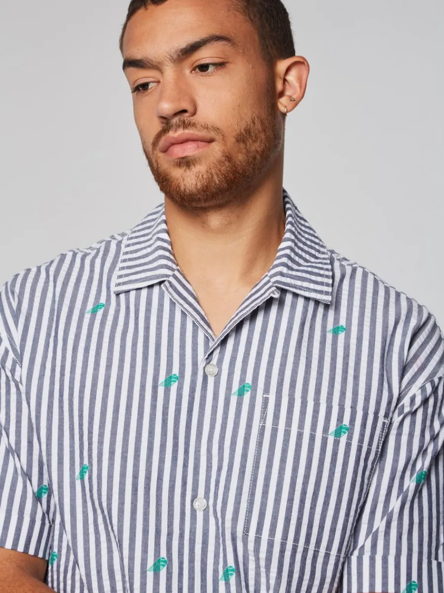 Sergio Tacchini Granda Camp Shirt- Maritime Blue Hot