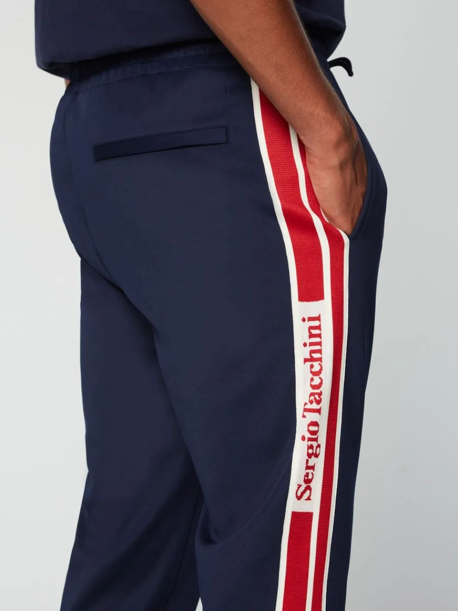 Sergio Tacchini Gromo Tape Track Pant- Maritime Blue Clearance