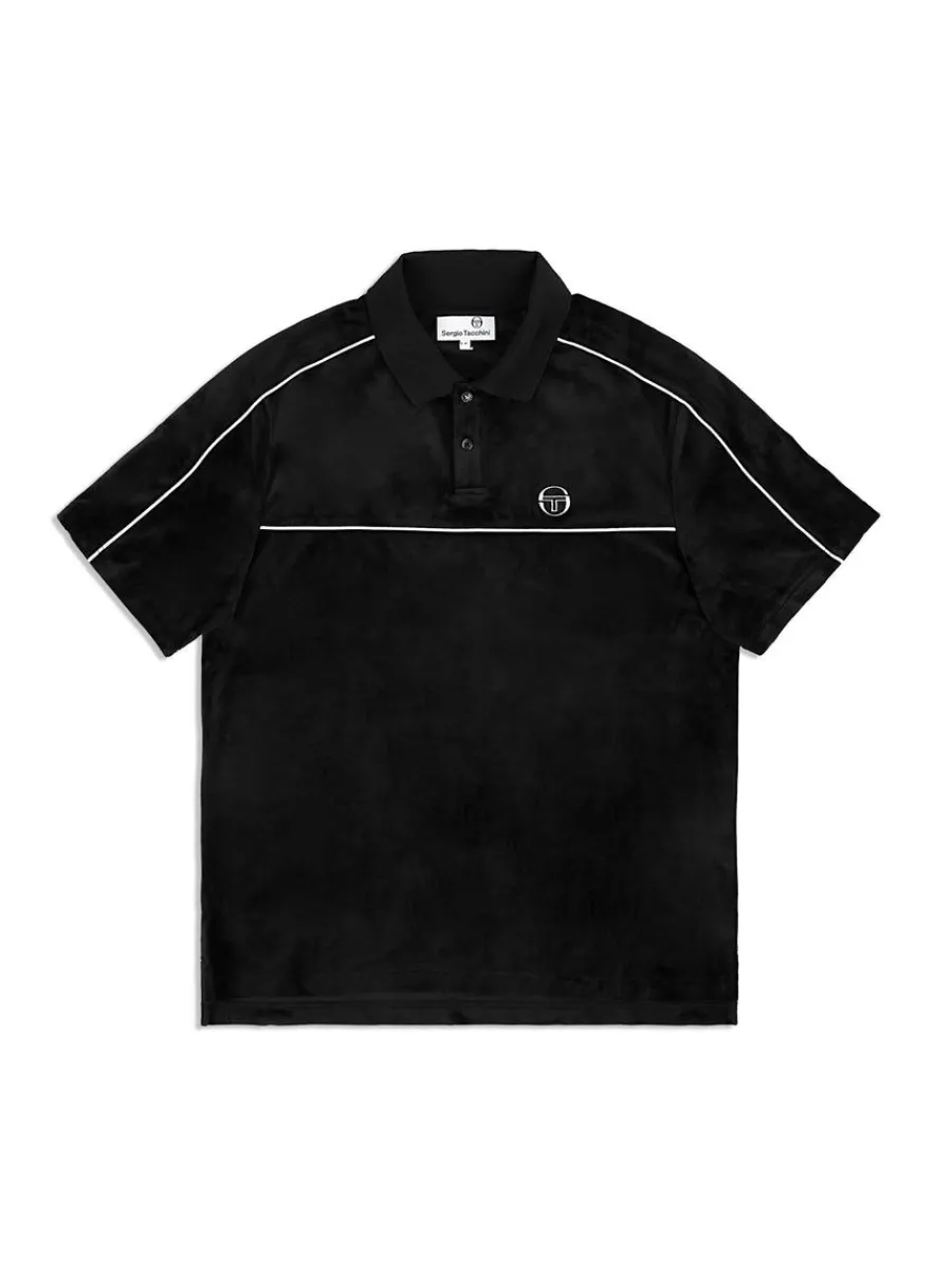 Sergio Tacchini Lioni Velour Polo Archivio- Black Beauty New