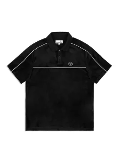 Sergio Tacchini Lioni Velour Polo Archivio- Black Beauty Outlet