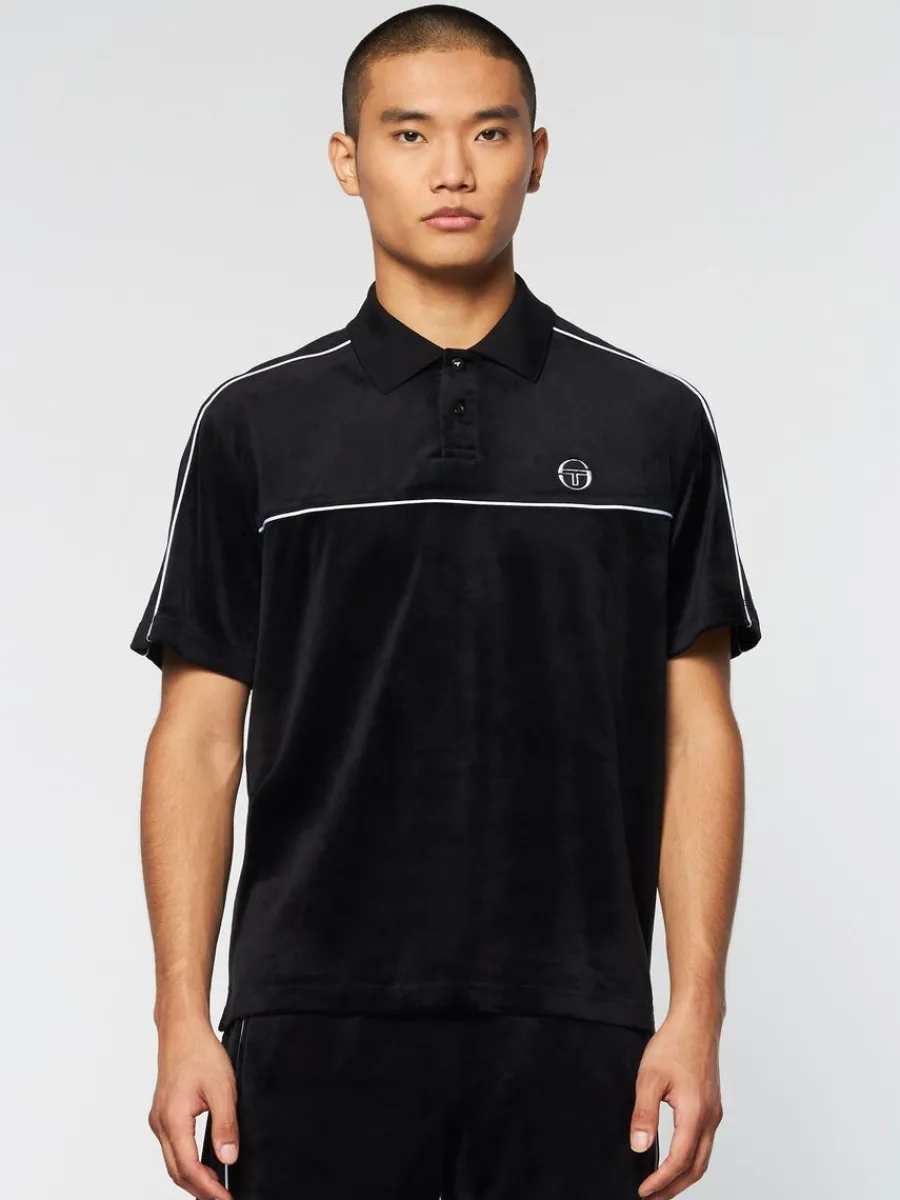 Sergio Tacchini Lioni Velour Polo Archivio- Black Beauty Outlet