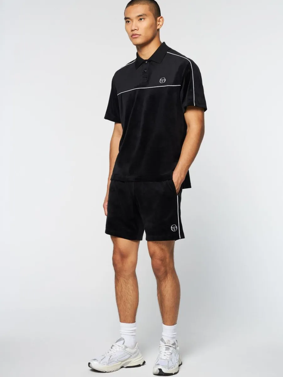 Sergio Tacchini Lioni Velour Polo Archivio- Black Beauty Outlet