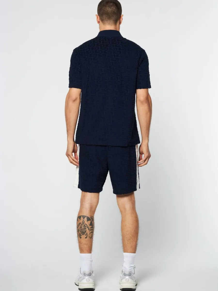 Sergio Tacchini Livata Monogram Polo- Maritime Blue