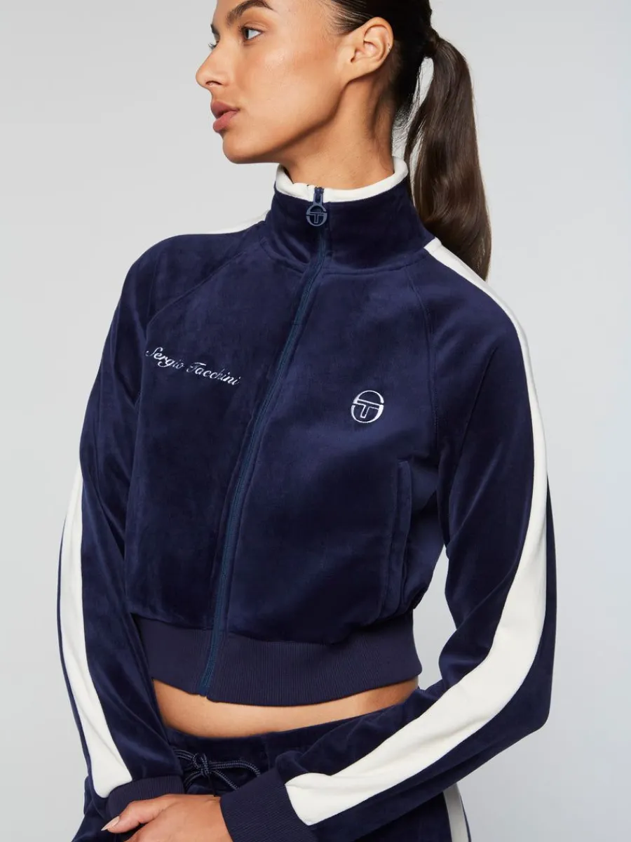 Sergio Tacchini Miss Carlotta Velour Track Jacket- Maritime Blue New