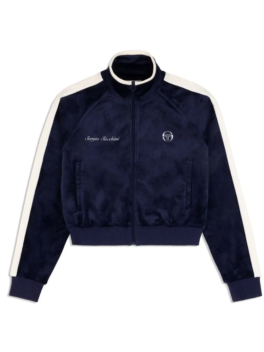 Sergio Tacchini Miss Carlotta Velour Track Jacket- Maritime Blue Best