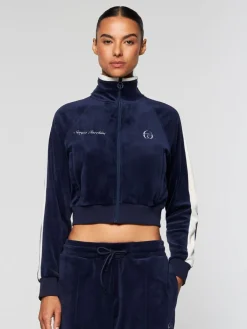 Sergio Tacchini Miss Carlotta Velour Track Jacket- Maritime Blue Best