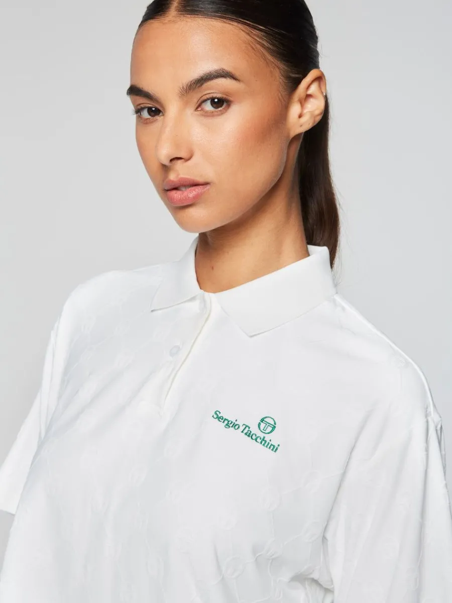 Sergio Tacchini Monogram Jacquard Cropped Polo- Gardenia Best