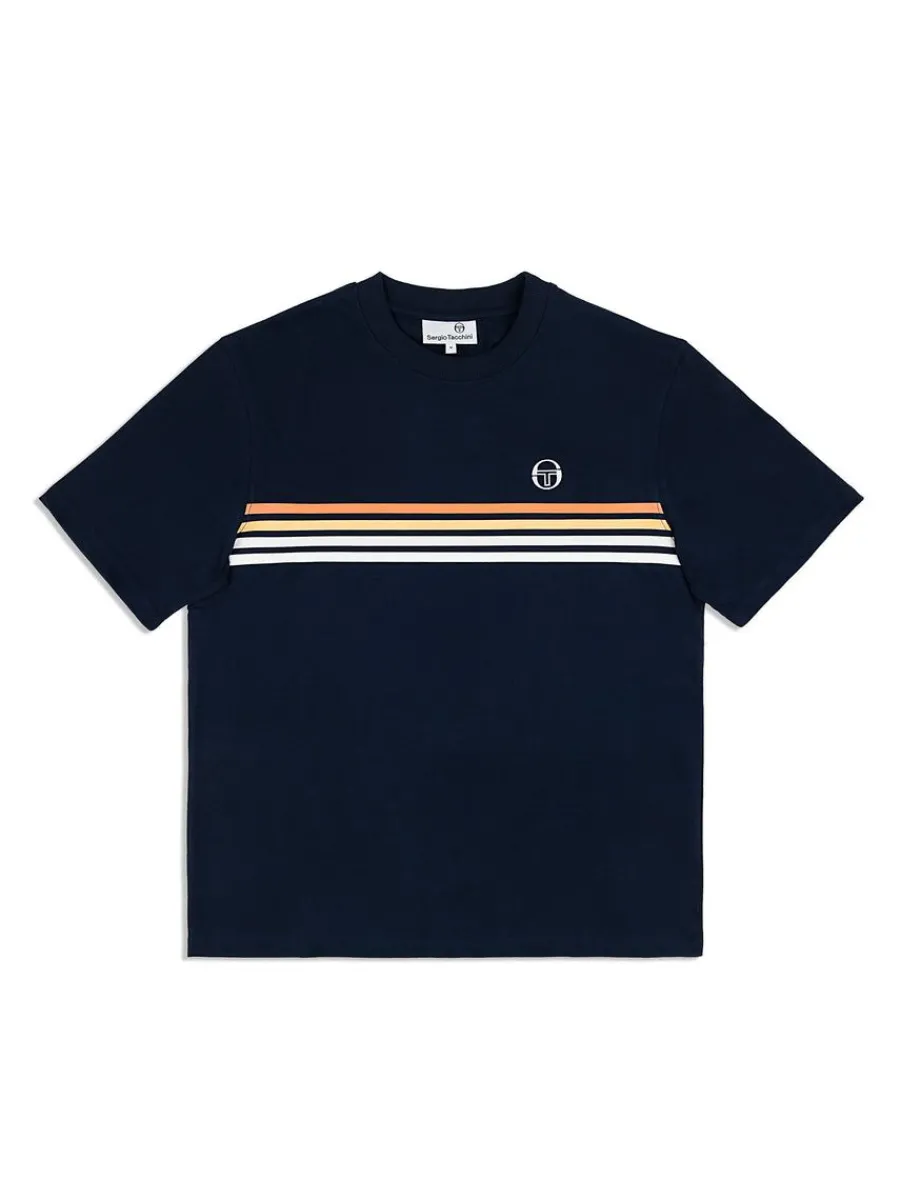 Sergio Tacchini New Melfi T-Shirt- Maritime Blue/ White Discount